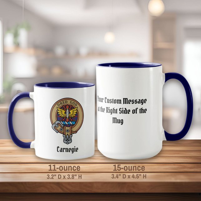 Clan Carnegie Wappen über Tartan Tasse (Von Creator hochgeladen)
