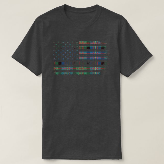 Clan Chalmers Scottish tartan US Flaggenkilometer  T-Shirt (Design vorne)