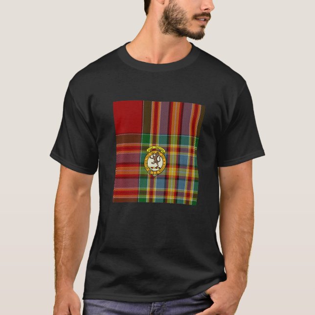 Clan Chattan Scottish Wappen und Tartan T-Shirt (Vorderseite)