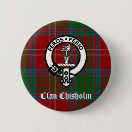 Clan Chisholm Tartan & Wappen Abzeichen Button