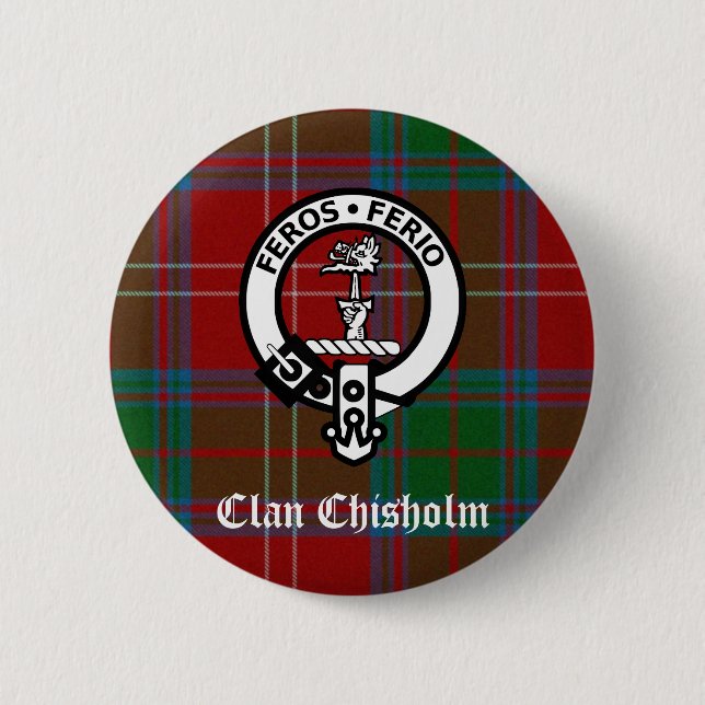 Clan Chisholm Tartan & Wappen Abzeichen Button (Vorderseite)