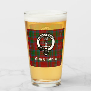Clan Chisholm Tartan & Wappen Abzeichen Glas