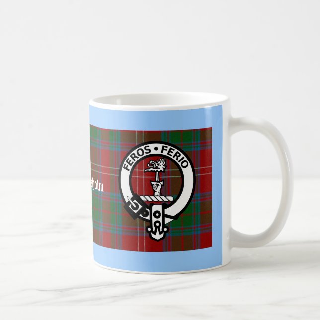 Clan Chisholm Tartan & Wappen Abzeichen Kaffeetasse (Rechts)