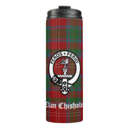 Clan Chisholm Tartan & Wappen Abzeichen Thermosbecher