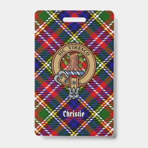 Clan Christie-Wappen über Tartan Ausweis