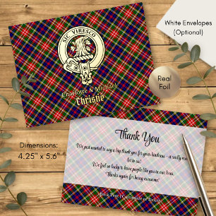 Clan Christie-Wappen über Tartan Folie Einladungspostkarte