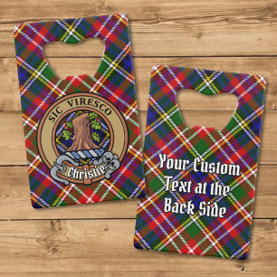 Clan Christie-Wappen über Tartan Geldbeutel Flaschenöffner