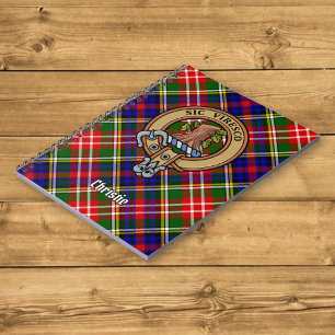 Clan Christie-Wappen über Tartan Notizblock