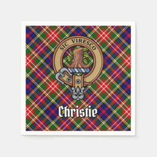 Clan Christie-Wappen über Tartan Serviette