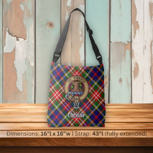 Clan Christie-Wappen über Tartan Tragetaschen Mit Langen Trägern