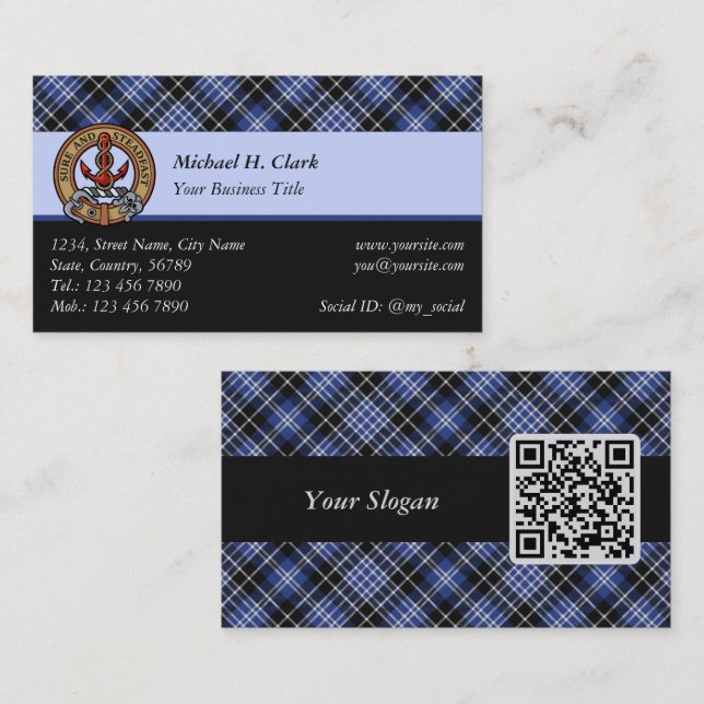 Clan Clark Tartan Visitenkarte (Vorne/Hinten)