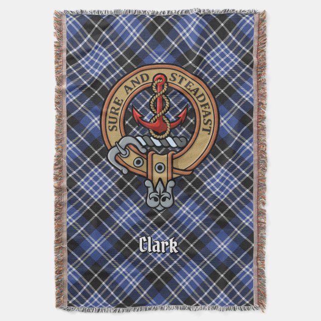 Clan Clark Wappen über Tartan Decke (Vorderseite Vertikal)