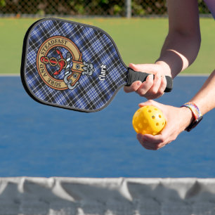 Clan Clark-Wappen über Tartan-Schlüsselanhänger Pickleball Schläger