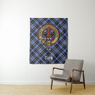Clan Clark Wappen über Tartan Wandteppich