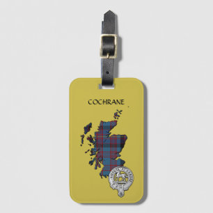 Clan Cochrane Wappen & Azure Tartan Karte Gepäckanhänger