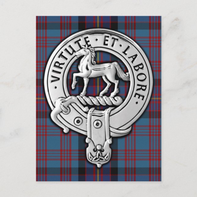 Clan Cochrane Wappen & Azure Tartan Postkarte (Vorderseite)