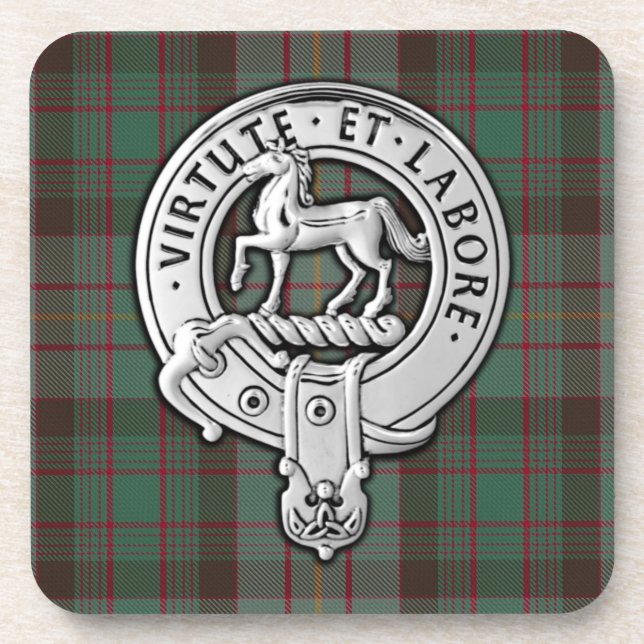 Clan Cochrane Wappen & Jagd Tartan Getränkeuntersetzer (Vorderseite)
