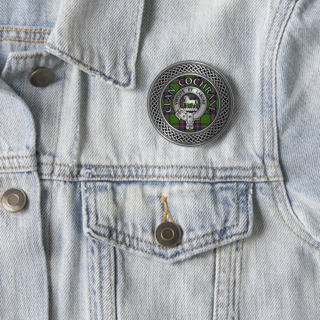 Clan Cochrane Wappen & Tartan Knot Button (Beispiel)