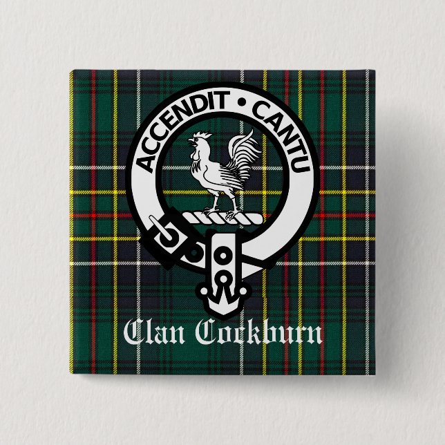 Clan Cockburn Wappen Abzeichen und Tartan Button (Vorderseite)
