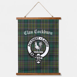 Clan Cockburn Wappen Abzeichen und Tartan Wandteppich Mit Holzrahmen