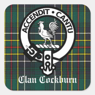 Clan Cockburn Wappen & Tartan individuell anpassba Quadratischer Aufkleber
