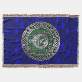 Clan Cockburn Wappen & Tartan Knot Decke