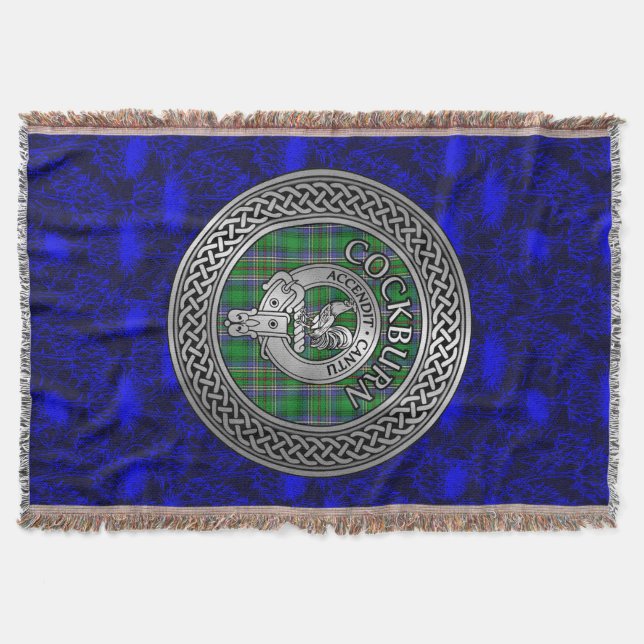 Clan Cockburn Wappen & Tartan Knot Decke (Vorderseite)