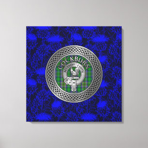 Clan Cockburn Wappen & Tartan Knot on Thistle Leinwanddruck