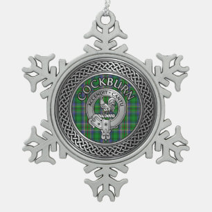 Clan Cockburn Wappen & Tartan Knot Schneeflocken Zinn-Ornament