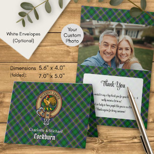 Clan Cockburn-Wappen über Tartan Einladung