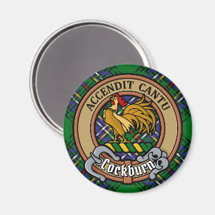 Clan Cockburn Wappen über Tartan Magnet