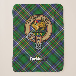 Clan Cockburn Wappen über Tartan Sherpadecke