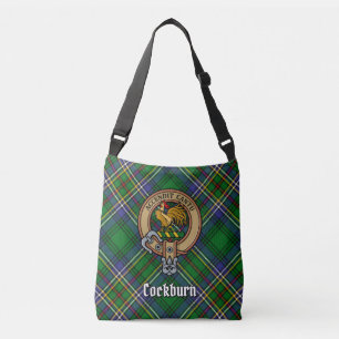 Clan Cockburn Wappen über Tartan Tragetaschen Mit Langen Trägern