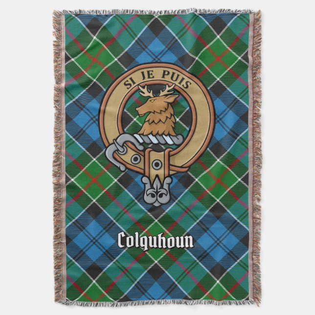 Clan Colquhoun Crest over Tartan Decke (Vorderseite Vertikal)
