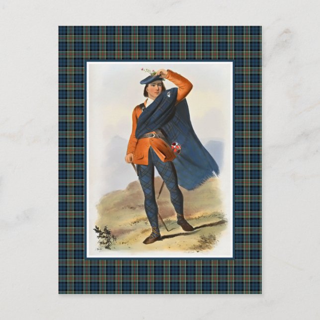 Clan Colquhoun Vintag Illustration Tartan Frame Postkarte (Vorderseite)