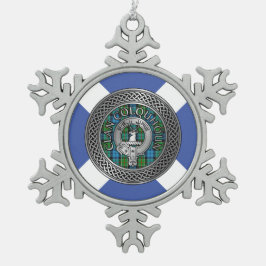 Clan Colquhoun Wappen & Tartan Knot Schneeflocken Zinn-Ornament