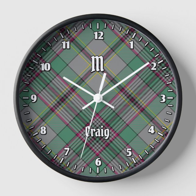 Clan Craig Tartan Large Clock Uhr (Vorderseite)
