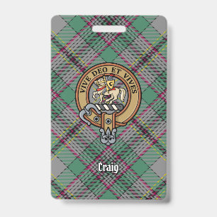 Clan Craig Wappen über Tartan Ausweis