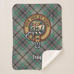 Clan Craig Wappen über Tartan Sherpadecke