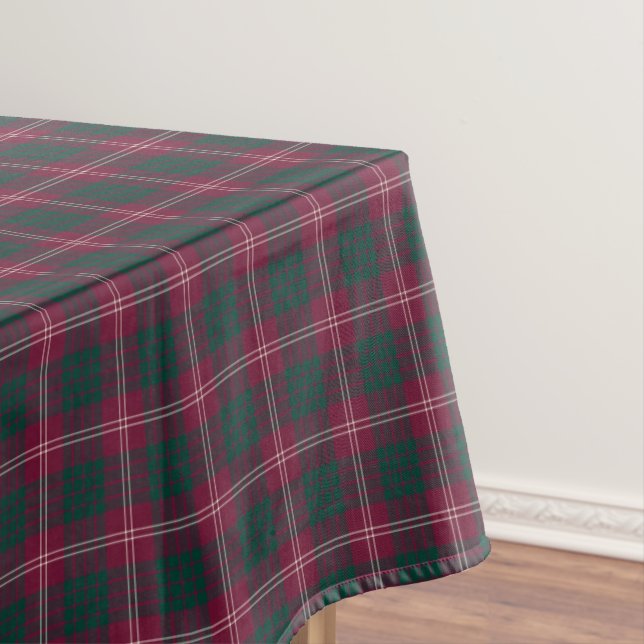 Clan Crawford Maroon und Green Scottish Tartan Tischdecke (Beispiel)