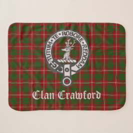 Clan Crawford Wappen Abzeichen und Tartan Sherpadecke