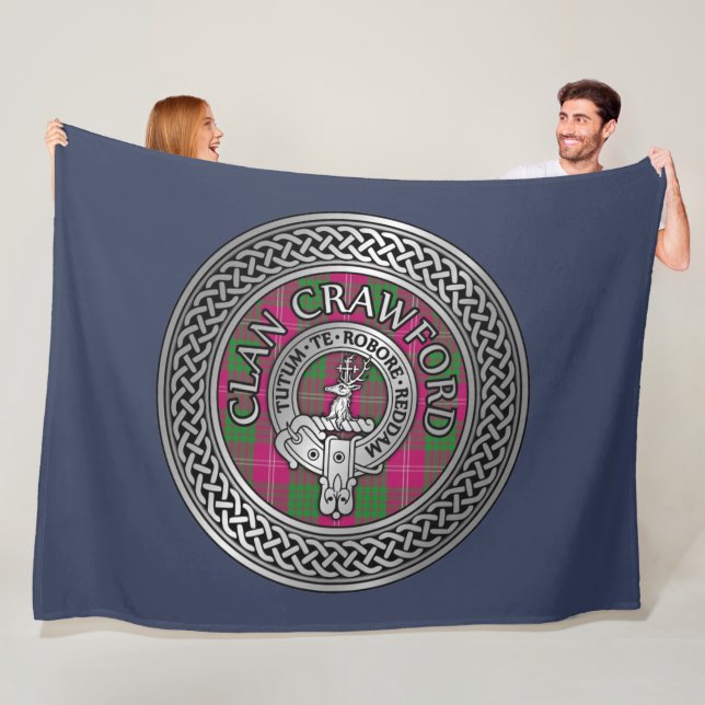 Clan Crawford Wappen & Tartan Knot Fleecedecke (Beispiel)
