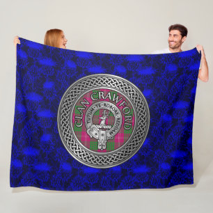 Clan Crawford Wappen & Tartan Knot Fleecedecke