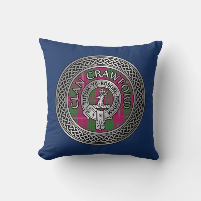 Clan Crawford Wappen & Tartan Knot Kissen (Vorderseite)