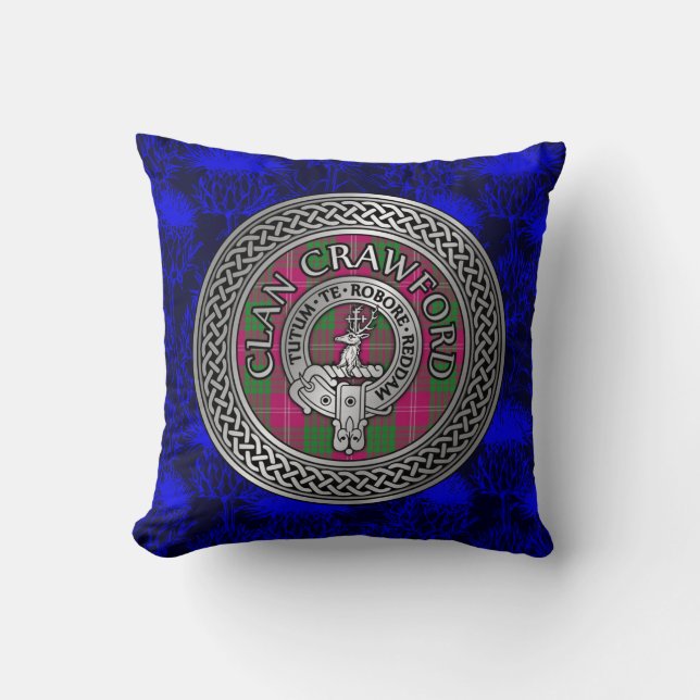 Clan Crawford Wappen & Tartan Knot Kissen (Vorderseite)