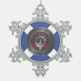 Clan Crawford Wappen & Tartan Knot Schneeflocken Zinn-Ornament