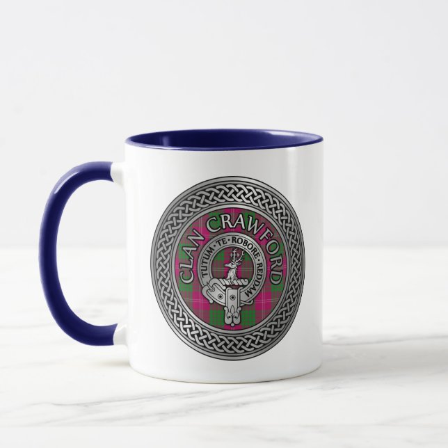 Clan Crawford Wappen & Tartan Knot Tasse (Links)