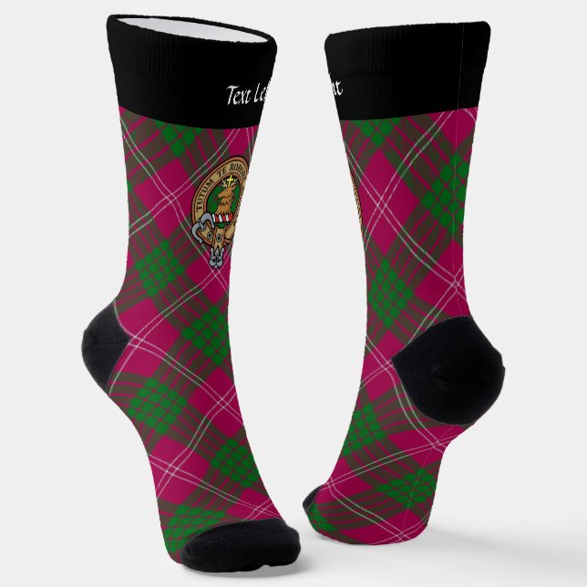 Clan Crawford Wappen über Tartan Socks Socken (Gewinkelt)