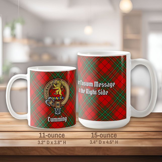 Clan Cumming Wappen über Tartan Kaffeetasse (Von Creator hochgeladen)