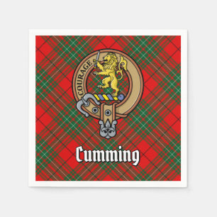 Clan Cumming Wappen über Tartan Serviette